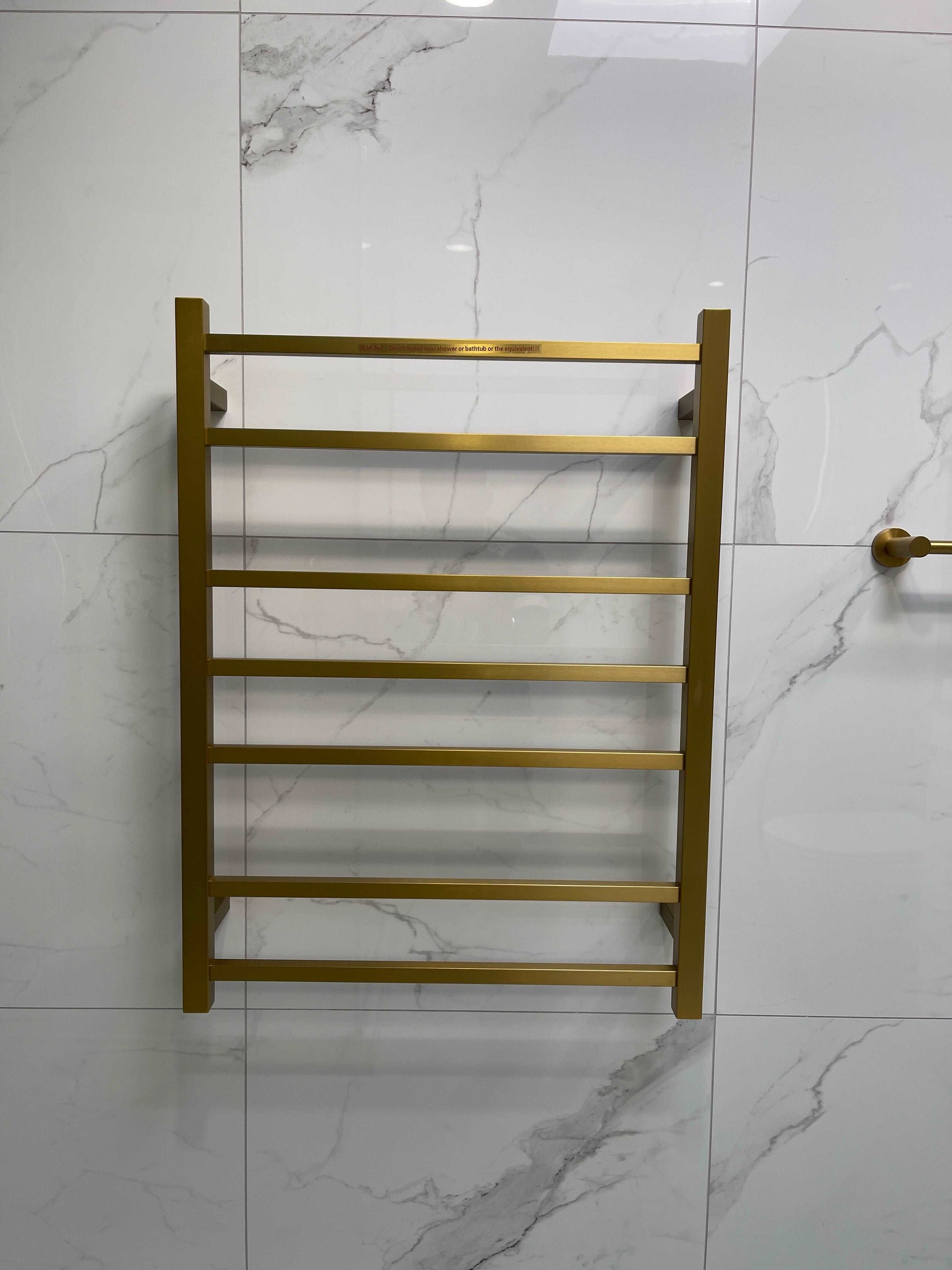 7 BAR SQUARE HEATED TOWEL RAIL DN- BRUSHED BRASS 800H*600W*120D