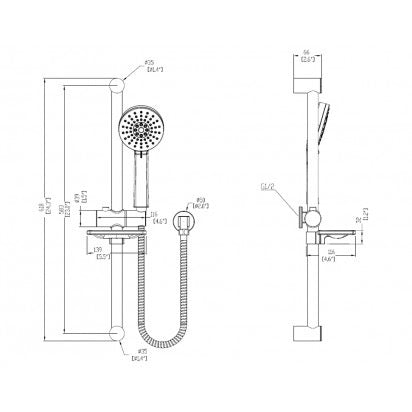 ELEMENTI CURA 3FCT SLIDE SHOWER 600MM CHROME