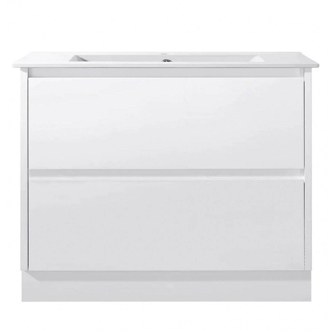 1000MM POLO GLOSS WHITE PLYWOOD FREESTANDING VANITY WITH CERAMIC TOP - The Tile Collection™