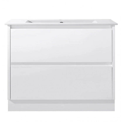 1000MM POLO GLOSS WHITE PLYWOOD FREESTANDING VANITY WITH CERAMIC TOP - The Tile Collection™