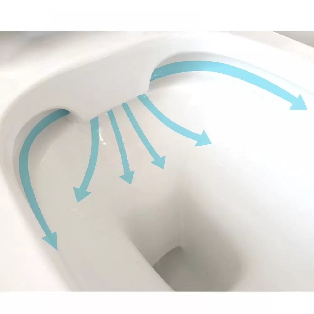 NOIR RIMLESS GLOSS WHITE BACK TO WALL TOILET SUITE 680x380x860MM