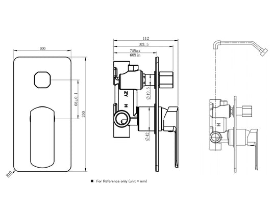 ELEMENTI ION DIVERTER MIXER - GUN METAL - The Tile Collection™