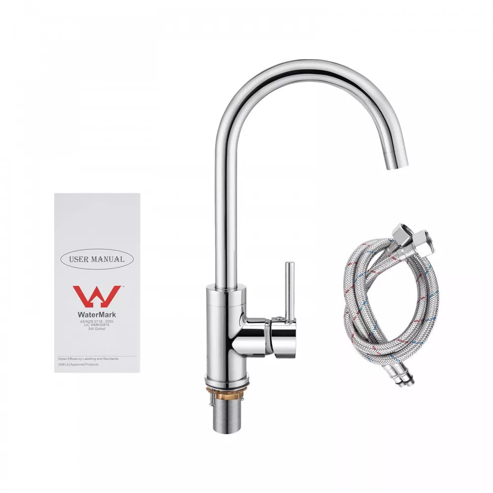 OPAL CLASSIC ROUND GOOSENECK KITCHEN SINK TAP - CHROME - The Tile Collection™