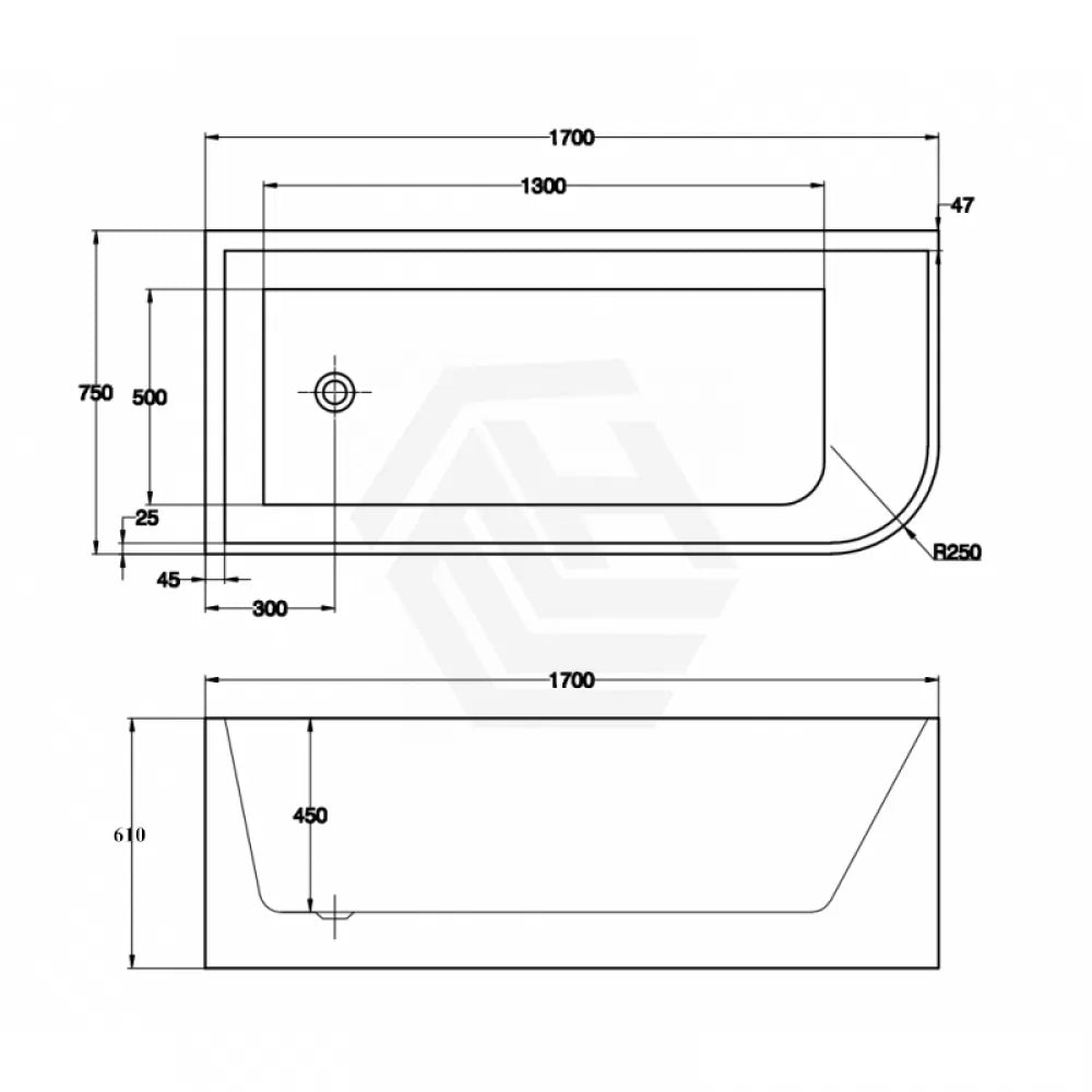 1700MM LEFT CORNER BACK TO WALL FREESTANDING BATH - The Tile Collection™