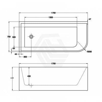 1700MM LEFT CORNER BACK TO WALL FREESTANDING BATH - The Tile Collection™