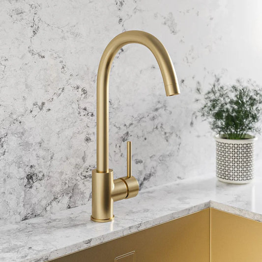 OPAL CLASSIC GOOSENECK KITCHEN SINK TAP - BRUSHED BRASS