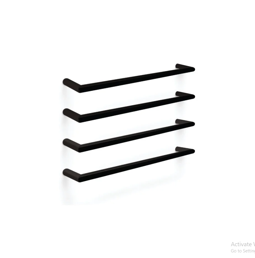 TRANQUILLITY ROUND SINGLE BAR HEATED TOWEL RAIL 600MM - MATTE BLACK