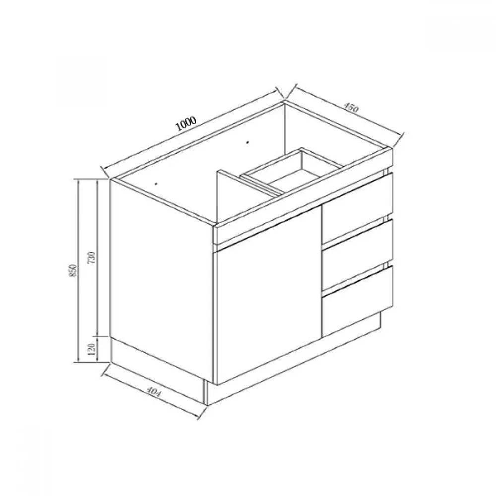 1000MM MADRID PLYWOOD WHITE GLOSS FREESTANDING VANITY WITH CERAMIC TOP - The Tile Collection™