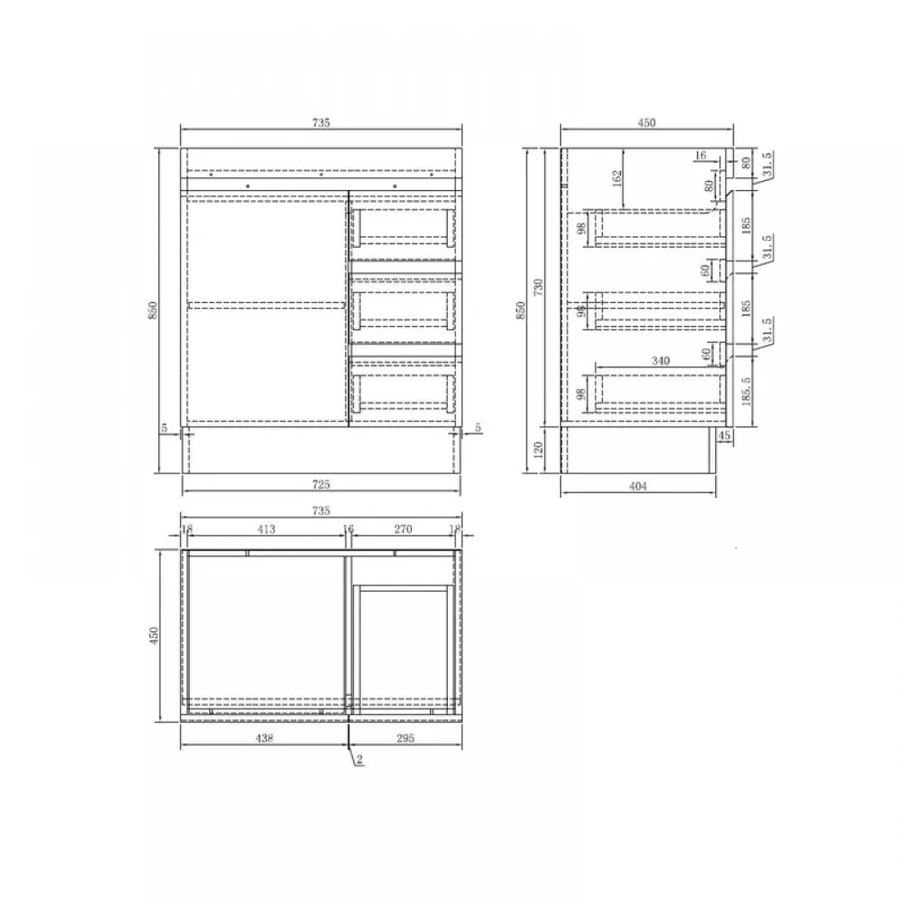 750MM MADRID DARK OAK PLYWOOD FLOORSTANDING VANITY WITH CERAMIC TOP - The Tile Collection™