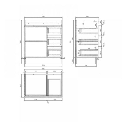 750MM MADRID DARK OAK PLYWOOD FLOORSTANDING VANITY WITH CERAMIC TOP - The Tile Collection™