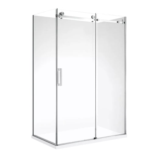 1200X900MM FRAMELESS SLIDING DOOR SHOWER ENCLOSURE KIT- CHROME - The Tile Collection™