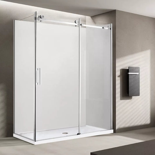 1200X900MM FRAMELESS SLIDING DOOR SHOWER ENCLOSURE KIT- CHROME - The Tile Collection™