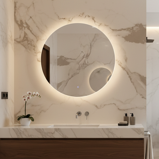 750MM BACK-LIT LED ROUND LED MIRROR| DEMISTER | 3 COLOUR LIGHTS