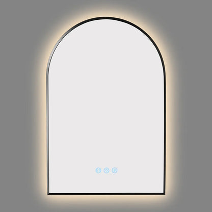 600x900MM GUNMETAL GREY METAL FRAME ARCHED BACKLIT LED MIRROR WITH MOTION SENSOR | DEFOGGER | 3 COLOURS LIGHTS