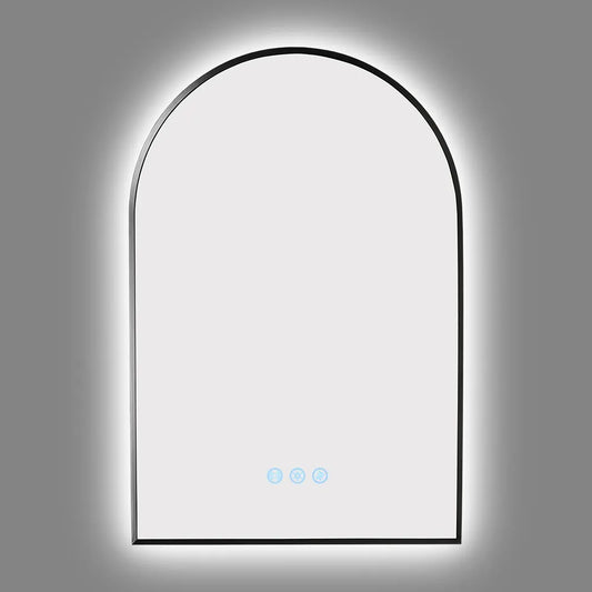 600x900MM GUNMETAL GREY METAL FRAME ARCHED BACKLIT LED MIRROR WITH MOTION SENSOR | DEFOGGER | 3 COLOURS LIGHTS