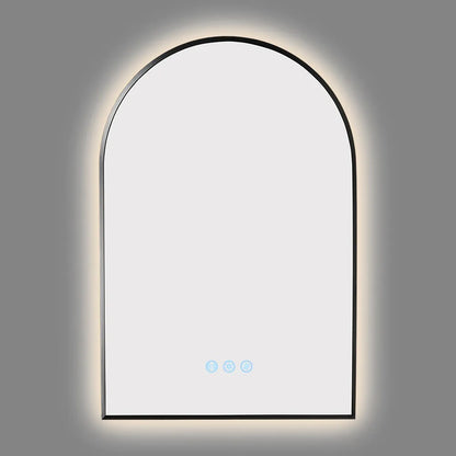 600x900MM GUNMETAL GREY METAL FRAME ARCHED BACKLIT LED MIRROR WITH MOTION SENSOR | DEFOGGER | 3 COLOURS LIGHTS