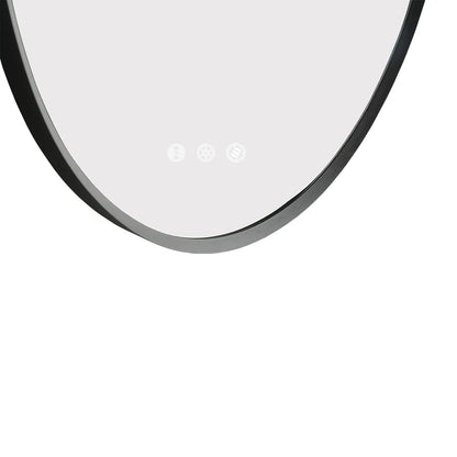 900x500MM GUNMETAL GREY FRAME OVAL BACKLIT LED MIRROR WITH MOTION SENSOR | DEFOGGER | 3 COLOURS LIGHTS