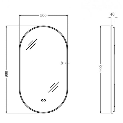 900x500MM BRUSHED BRASS FRAME OVAL BACKLIT LED MIRROR WITH MOTION SENSOR | DEFOGGER | 3 COLOURS LIGHTS
