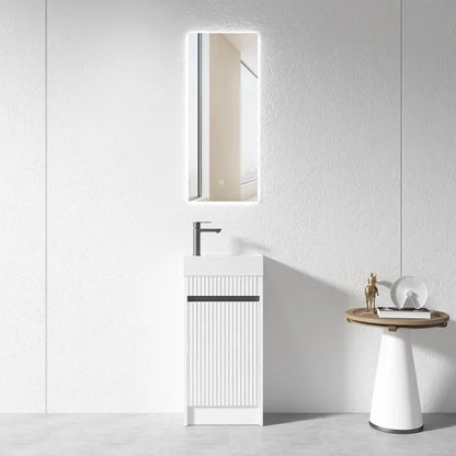 400MM FLUTED WHITE PLYWOOD FLOORSTANDING VANITY WITH CERAMIC TOP - The Tile Collection™