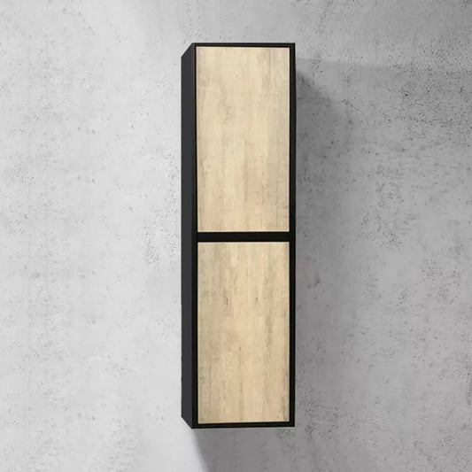 1600MM ANNA BLACK & LIGHT OAK PLYWOOD TALL CABINET