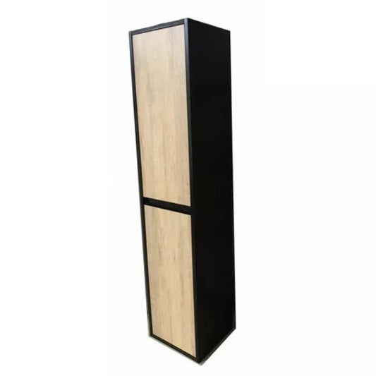 1600MM ANNA BLACK & LIGHT OAK PLYWOOD TALL CABINET