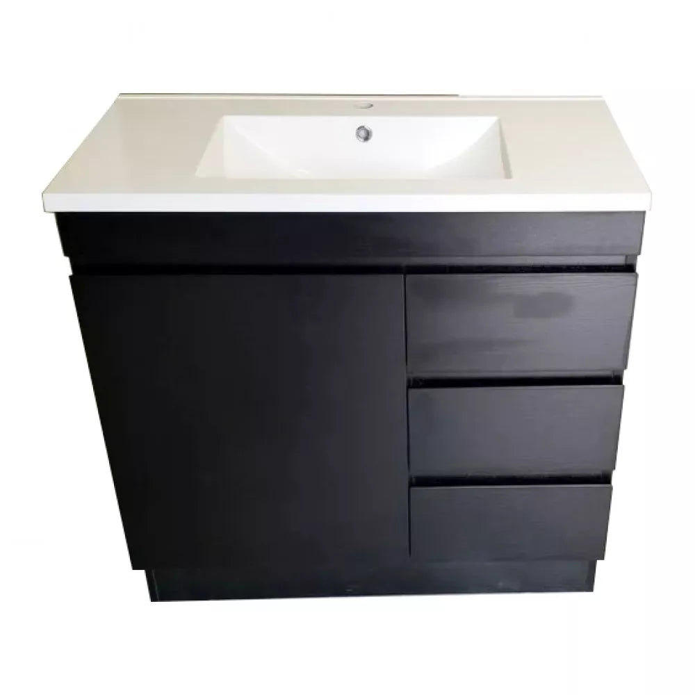 900MM MADRID DARK OAK PLYWOOD FLOORSTANDING VANITY WITH CERAMIC TOP - The Tile Collection™