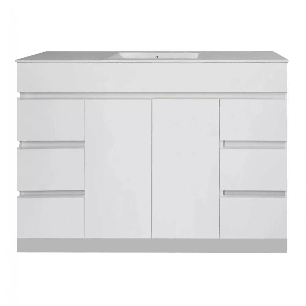 1200MM MADRID PLYWOOD WHITE GLOSS FREESTANDING VANITY SINGLE BASIN - The Tile Collection™