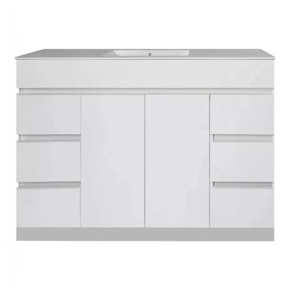 1200MM MADRID PLYWOOD WHITE GLOSS FREESTANDING VANITY SINGLE BASIN - The Tile Collection™