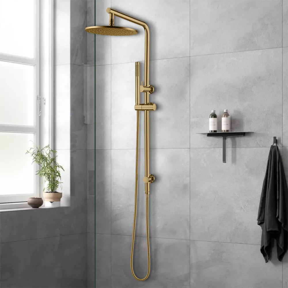 CHASE PREMIUM ROUND DUAL RAIN SHOWER COLUMN - BRUSHED BRASS - The Tile Collection™
