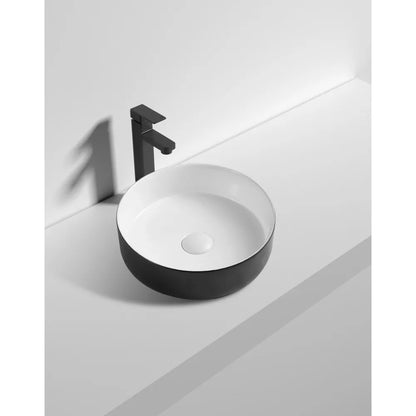 355MM ROUND ABOVE-COUNTER CERAMIC BASIN - BLACK & WHITE