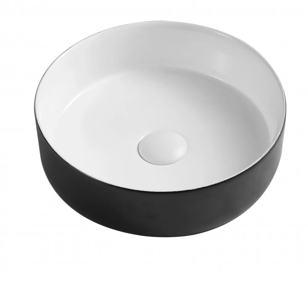355MM ROUND ABOVE-COUNTER CERAMIC BASIN - BLACK & WHITE