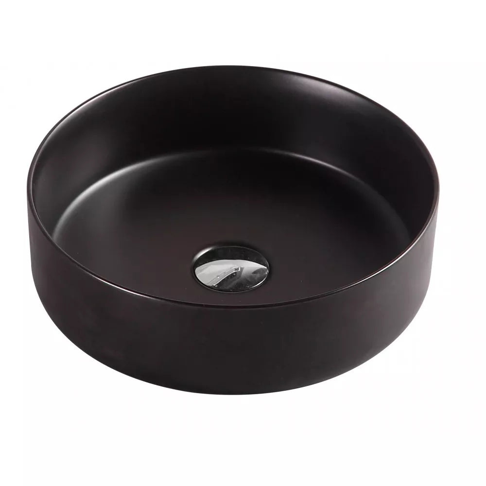 355MM ROUND ABOVE-COUNTER CERAMIC BASIN - MATT BLACK