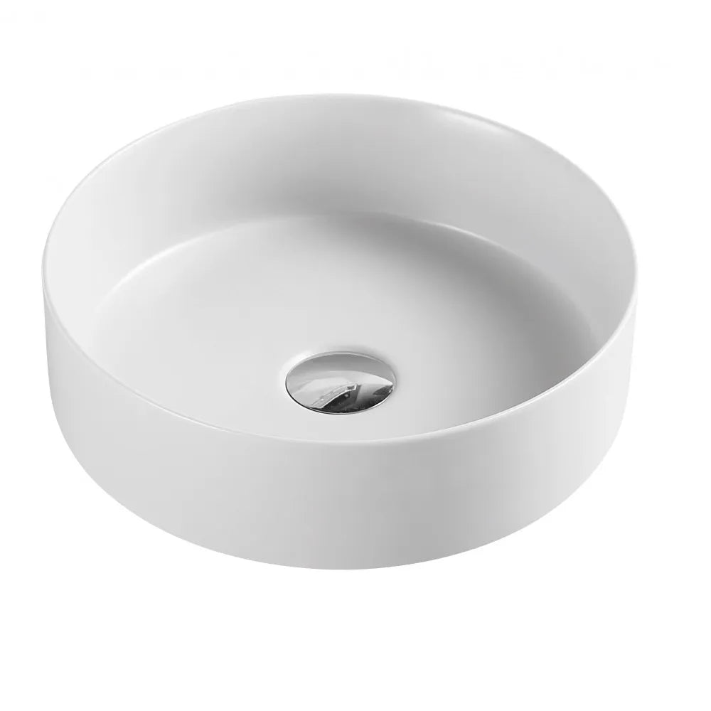 355MM ROUND ABOVE-COUNTER CERAMIC BASIN - MATT WHITE