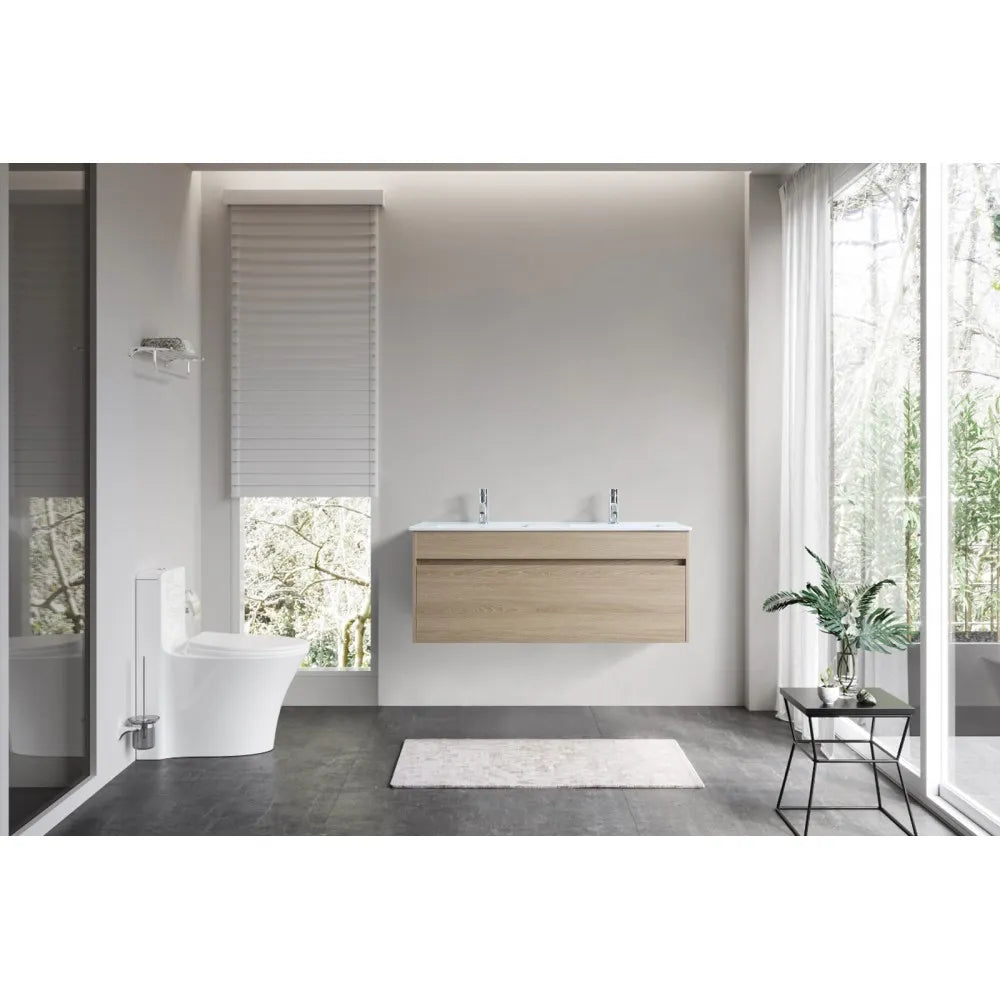 NATURAL OAK PLYWOOD WALL HUNG VANITY | 1200MM | DOUBLE BASIN | DN - The Tile Collection™