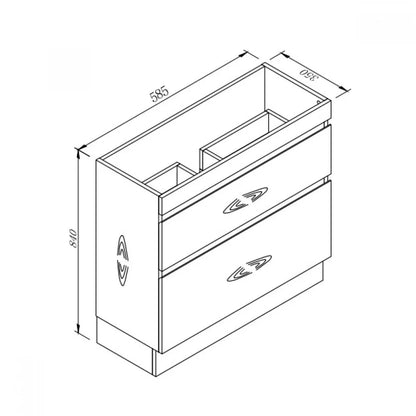 VALENTINA SLIM FLOOR STANDING VANITY | WHITE GLOSS | 600MM | PLYWOOD WITH CERAMIC TOP