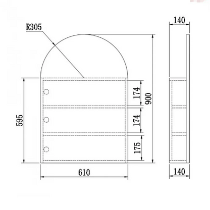 ARCH MIRROR CABINET - NATURAL OAK 610X900MM