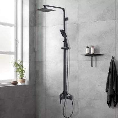 FUSION SQUARE RAIN SHOWER SET WITH EXTERNAL MIXER - MATTE BLACK - The Tile Collection™