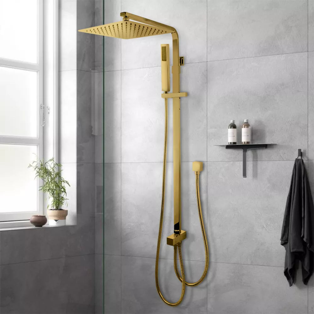 FUSION SQUARE TWIN RAINFALL SHOWER COLUMN WITH UNIVERSAL WATER INLET - 5 COLOURS