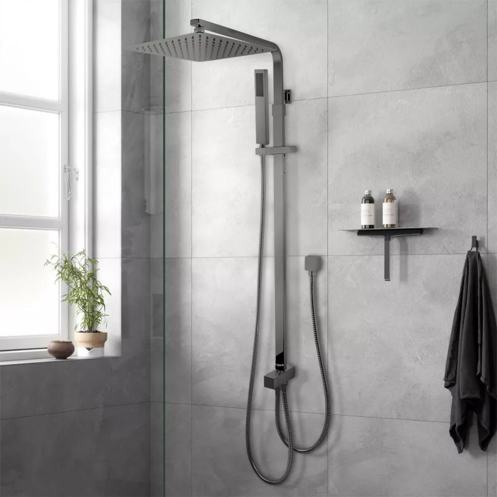 FUSION SQUARE TWIN RAINFALL SHOWER COLUMN WITH UNIVERSAL WATER INLET - 5 COLOURS