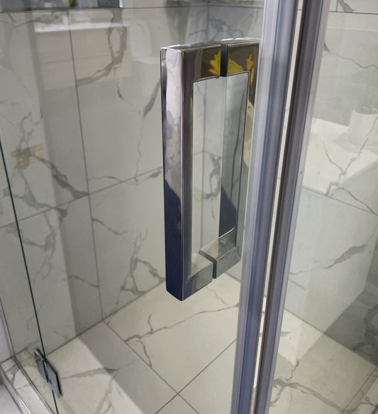 900X900MM FRAMELESS SHOWER GLASS WITH SWING DOOR- CHROME