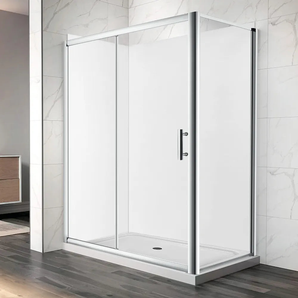 1200X800MM CHROME SLIDING DOOR SHOWER ENCLOSURE - 2 SIDED - The Tile Collection™