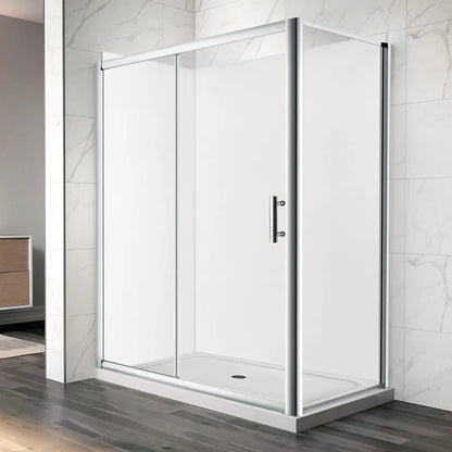 1200X800MM CHROME SLIDING DOOR SHOWER ENCLOSURE - 2 SIDED - The Tile Collection™