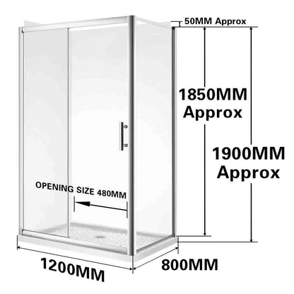 1200X800MM CHROME SLIDING DOOR SHOWER ENCLOSURE - 2 SIDED - The Tile Collection™