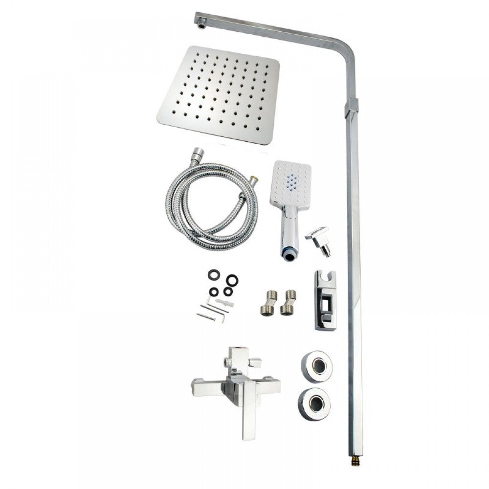 FUSION SQUARE RAIN SHOWER SET WITH EXTERNAL MIXER - CHROME