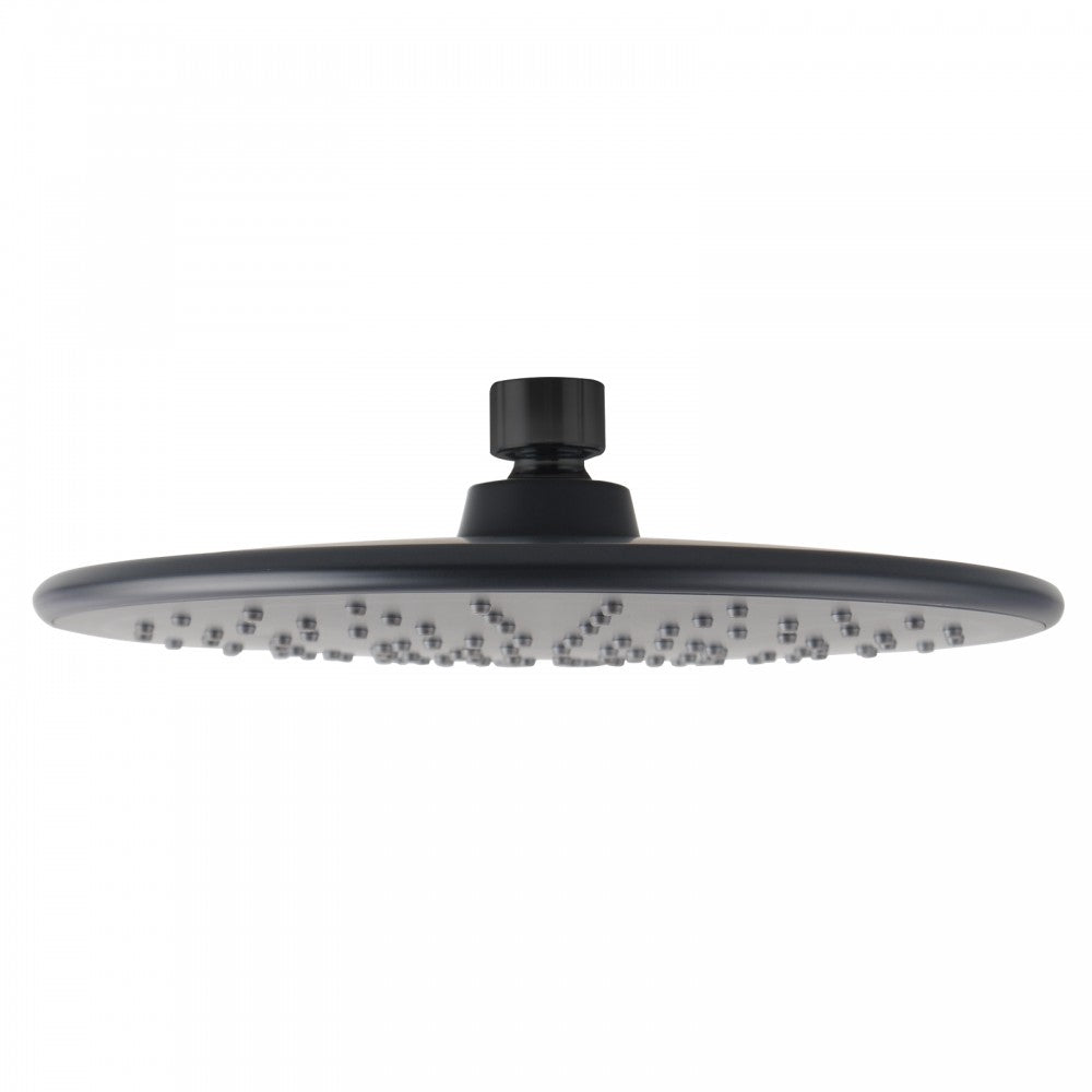 BLACK ROUND RAINFALL SHOWER HEAD 230MM