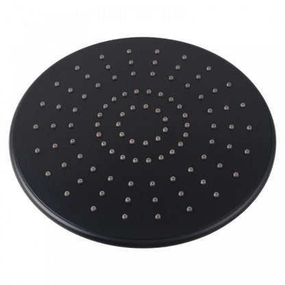 BLACK ROUND RAINFALL SHOWER HEAD 230MM