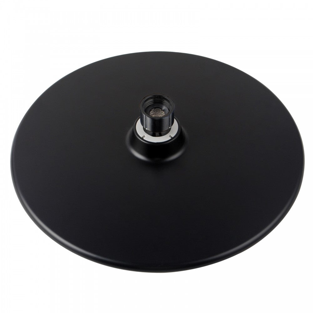 BLACK ROUND RAINFALL SHOWER HEAD 230MM