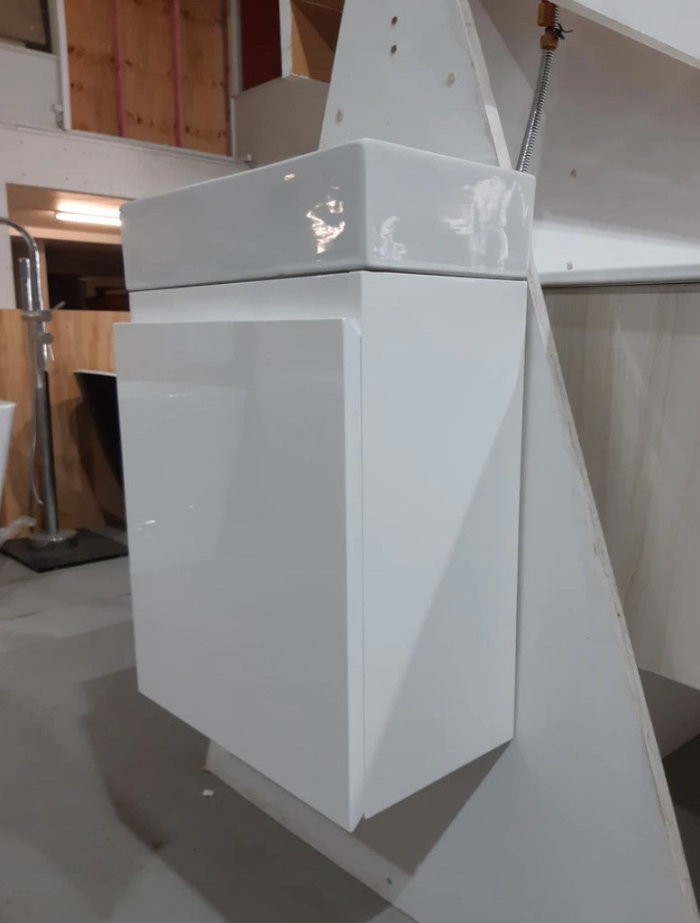 PICCOLO 400MM WHITE PLYWOOD WALL HUNG VANITY WHITE - The Tile Collection™