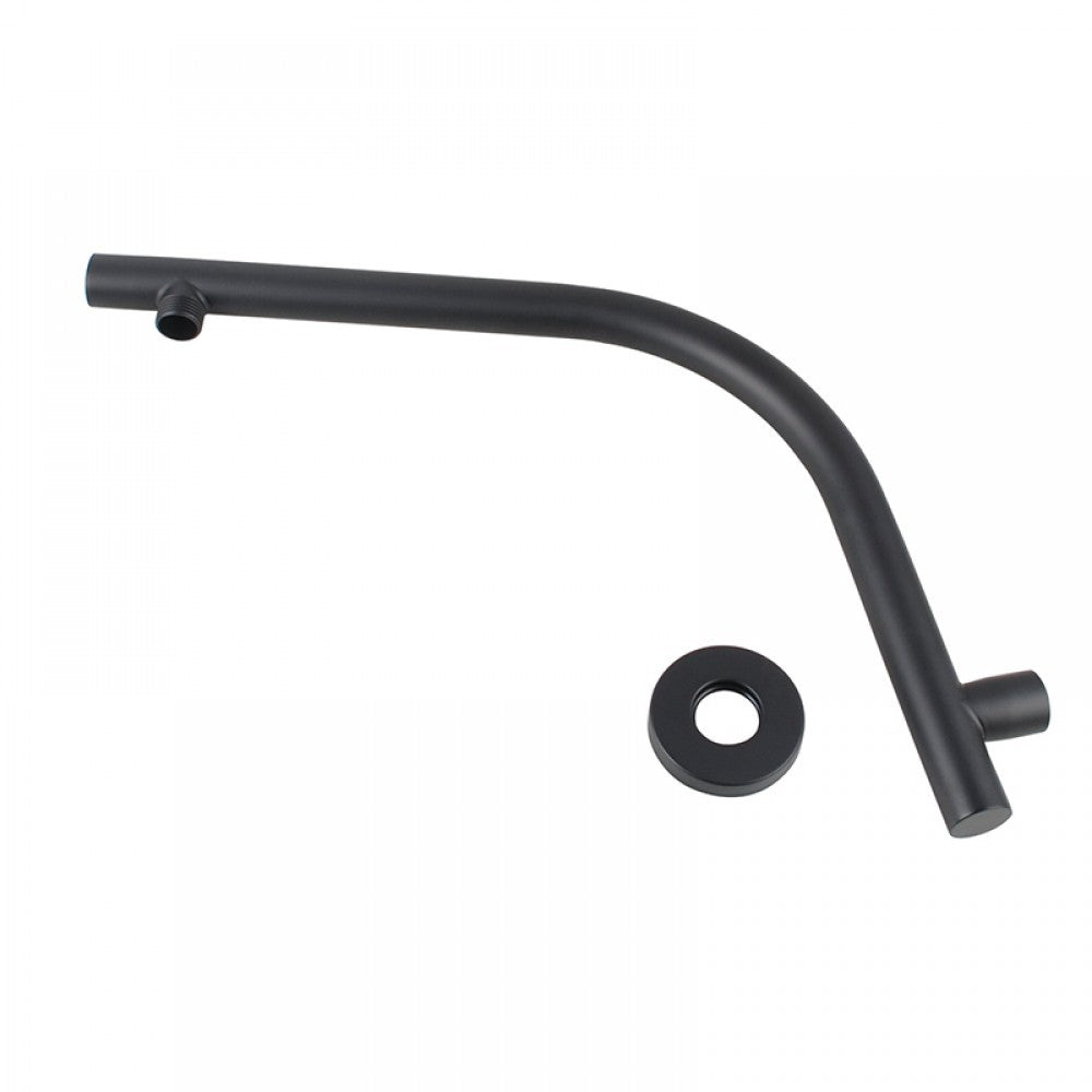 OPAL ROUND BLACK GOOSENECK WALL MOUNT SHOWER ARM 330MM - The Tile Collection™