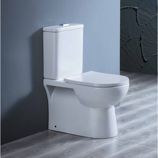NOIR RIMLESS GLOSS WHITE BACK TO WALL TOILET SUITE 680x380x860MM